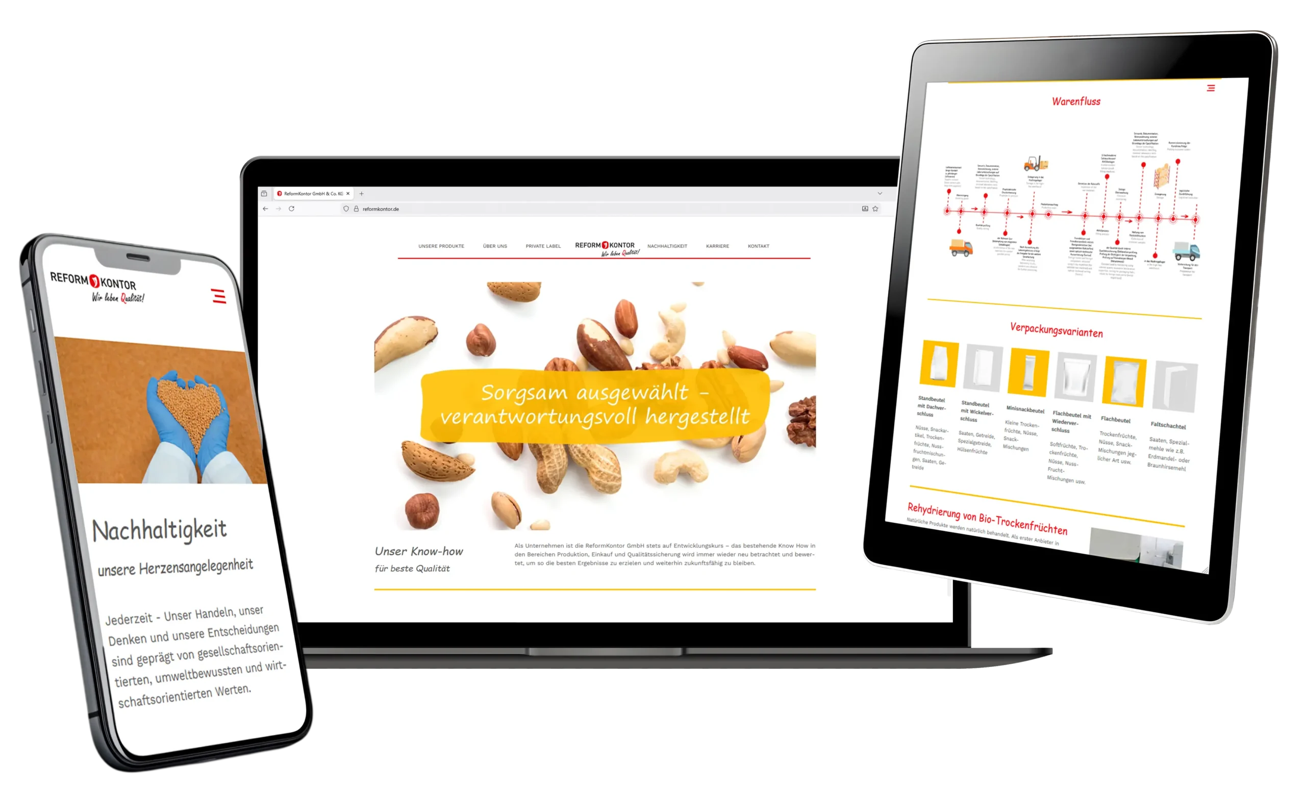 darstellung eines webprojektes auf 3 devices